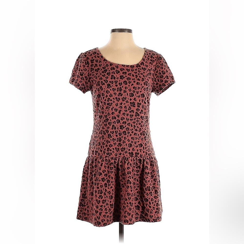 Love Marks dusky rose leopard print drop waist dress, size small